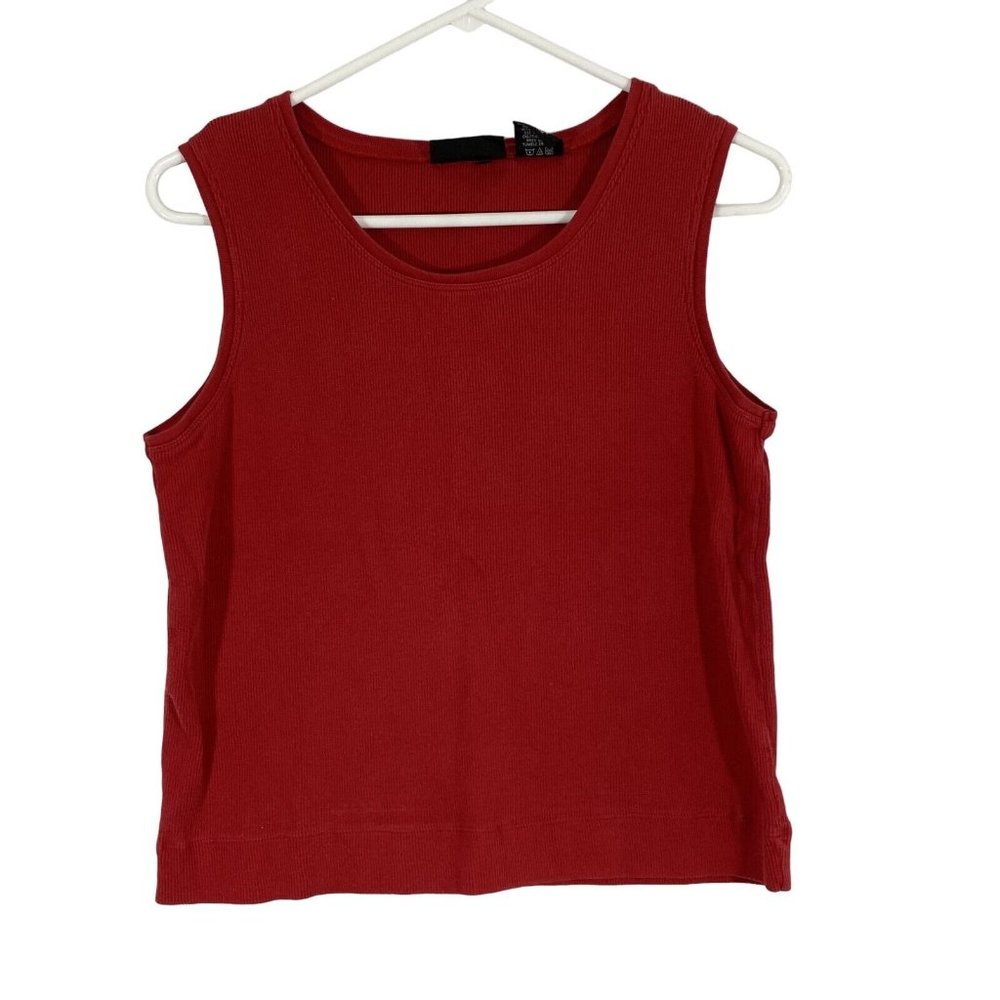 Elite Sport Womens Red Round Neck Sleeveless Knitted Pullover Tank Top Size L